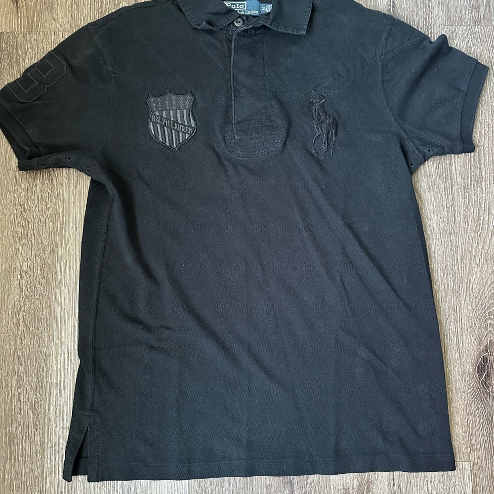 Polo Ralph Lauren Chariots of Fire USA #3 Big Pony Polo Custom Fit Black Size M